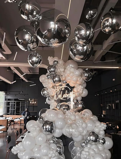 12Pcs Silver Round Foil Balloons, Metallic Silver Foil Balloon - Image 5