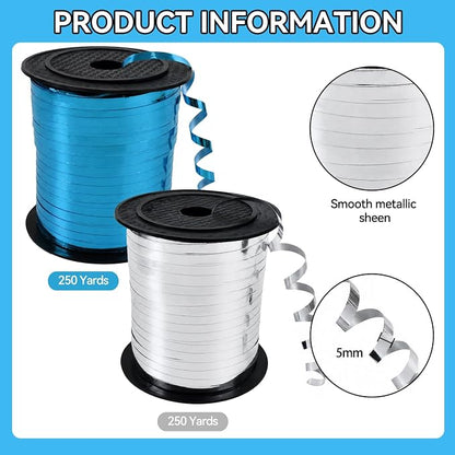 TONIFUL 500 Yards Shiny Blue and Silver Curling Ribbon Balloon String | Balloon - Image 2