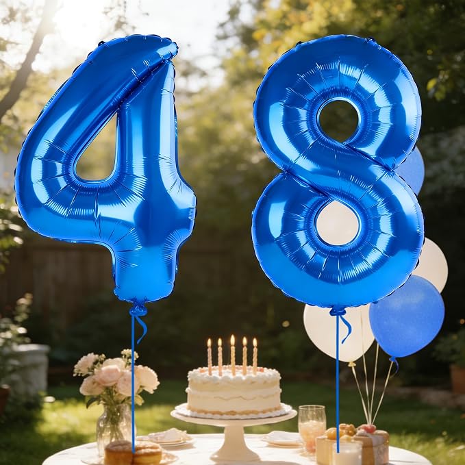 40 Inch Number 48 Balloons for 48th Birthday Party Decorations, 0-100 Dark Blue - Image 3