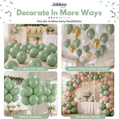 Jobkoo Sage Green Balloons 12 Inch, Eucalyptus Olive Vintage Green Balloon | - Image 4