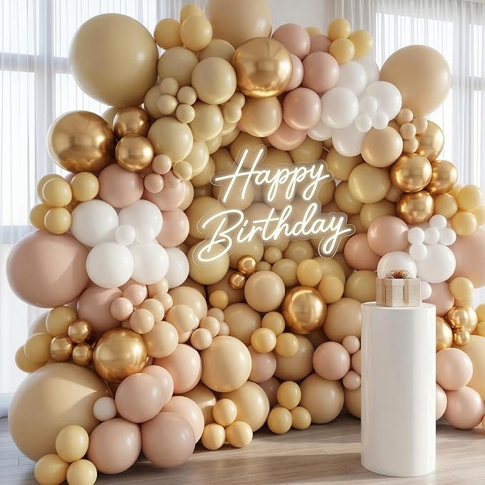 RUBFAC 129pcs Light Brown Balloons Different Sizes 18 12 10 5 Inch Latex Tan - Image 4