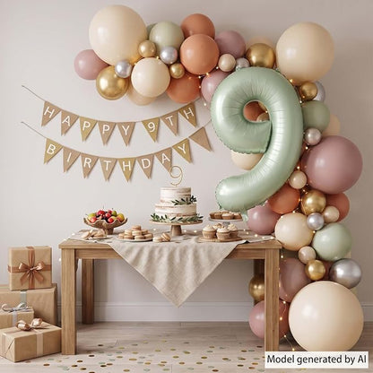Olive Green Number 9 Balloon 40 Inch, Photo Prop - Image 3