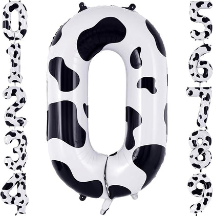 40" Cow Print Foil Number 0 Balloon by TNCDJKPA