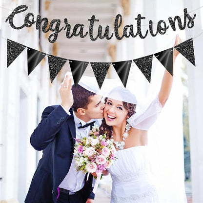 Glitter Black Congratulations Banner - Image 7