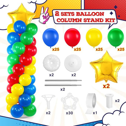 Seematn 2 Sets Balloon Stand Kit Hero Themed Party Decor 142 Pcs Adjustable - Image 3