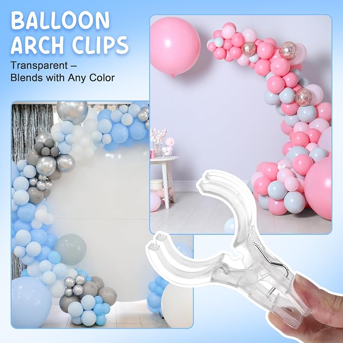 10 Pack Balloon Arch Clips, 3.5'' Clear Plastic Spring Clamps | Heavy Duty Clips - Image 5