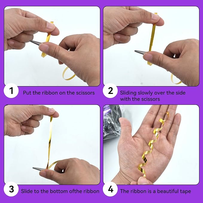 TONIFUL Shiny 500 Yards Purple and Gold Curling Ribbon Balloon String | Balloon - Image 6