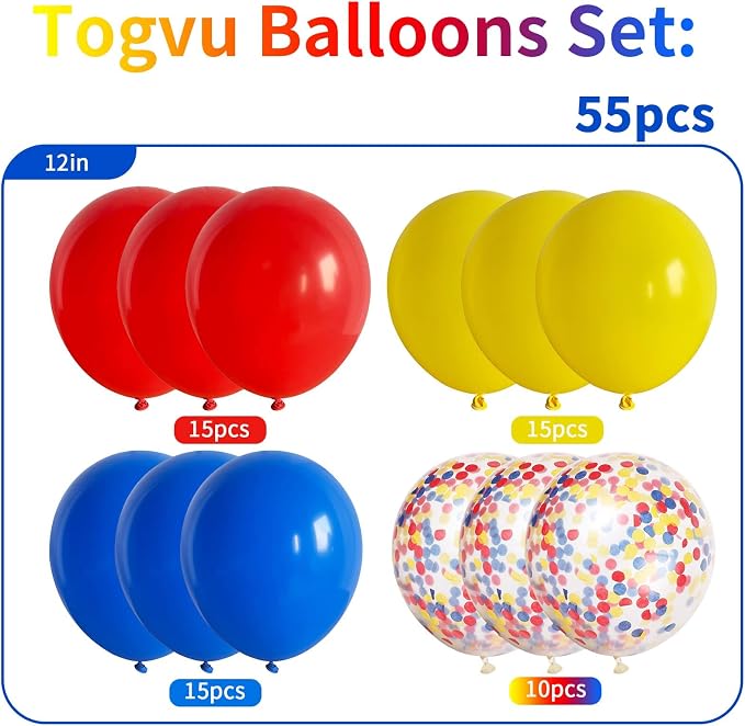 Balloons Red Blue Yellow, 12 Inch Primary Color Helium Balloons - Image 2