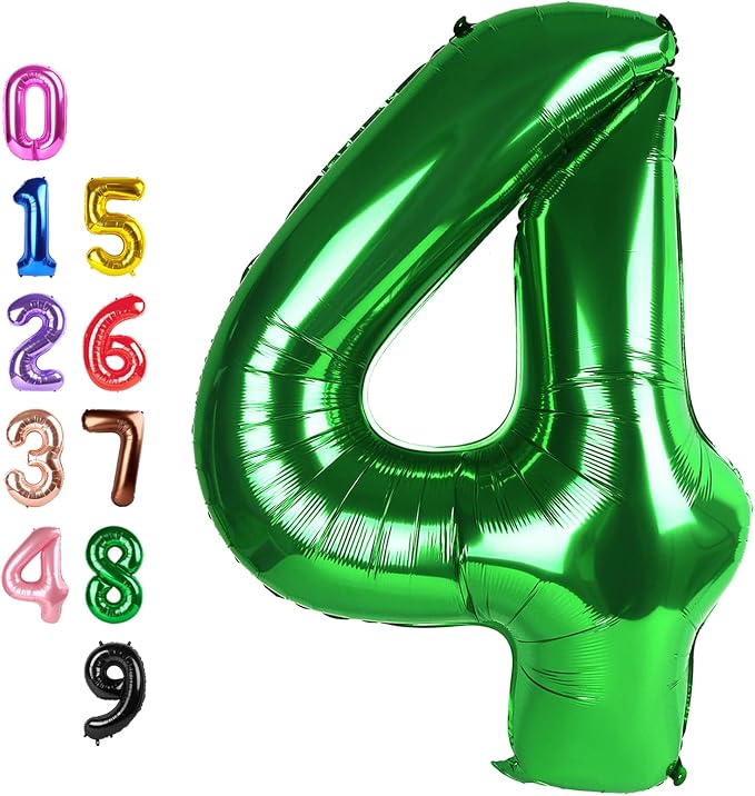 Number Balloons 4 Balloon Dark Green by Enyeopd