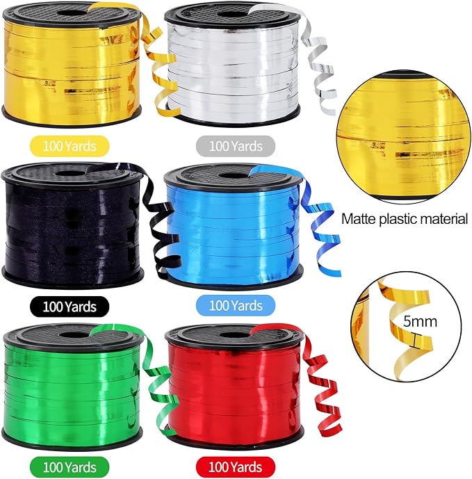 TONIFUL Metallic Primary Colors Curling Ribbon Balloon String - Image 2