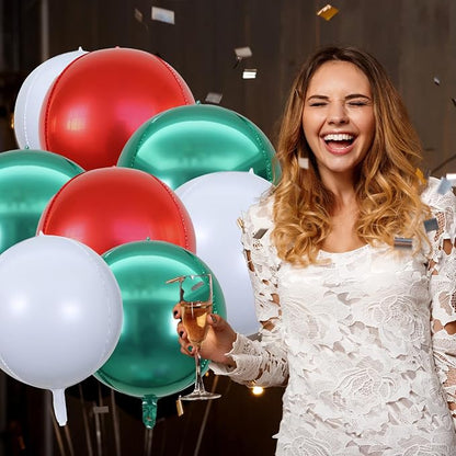 22 Inch Red Green and White Foil Balloons - Image 3