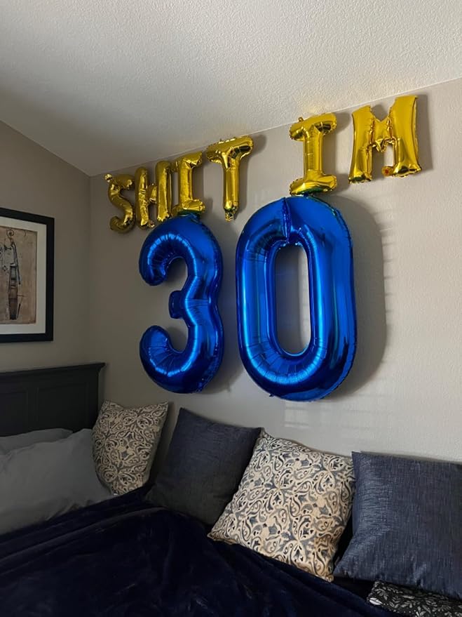 3 Balloon Numbers Birthday Decorations, 40In Navy Blue Balloons - Image 2