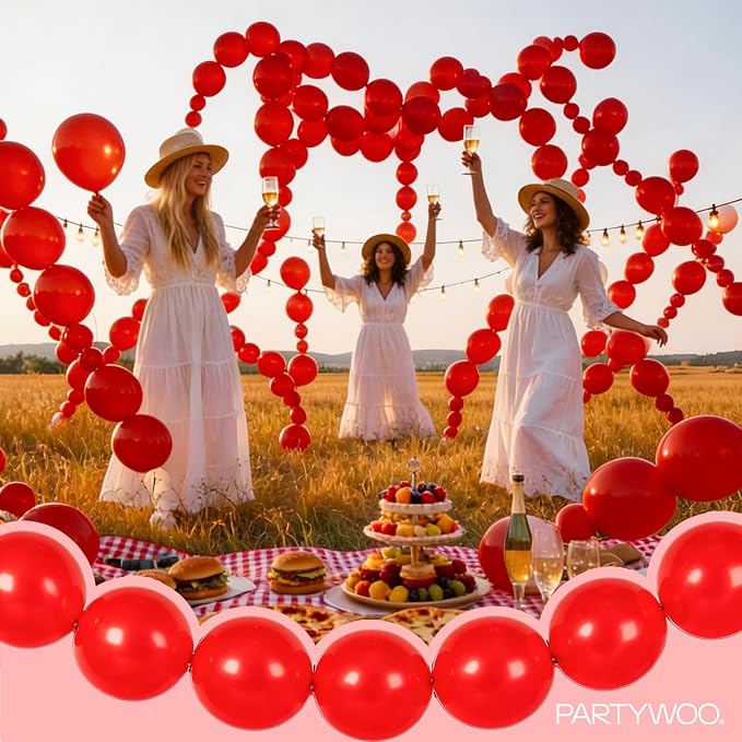 PartyWoo Red Linking Balloons 100pcs 6 Inch Red Link Balloons | - Image 7