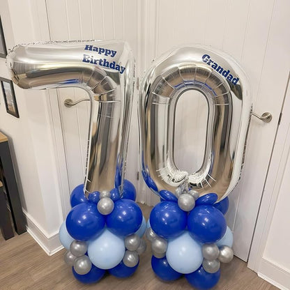 40 Balloons Silver, Giant Number 4 & 0 Helium Foil Balloon - Image 3