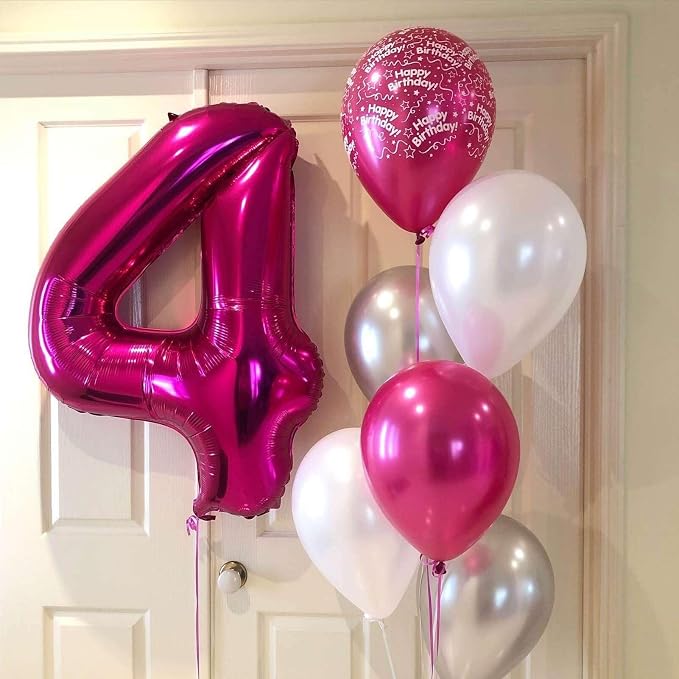 Hot Pink 40 Number Balloons, 40 Inch Giant Number 40 Balloons Foil Mylar Helium - Image 3