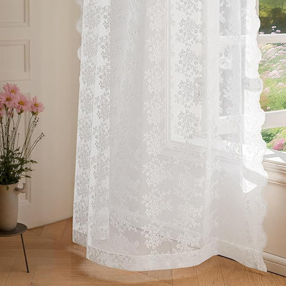 Anmao Vintage Lace Curtains 63 Inches Long 2 Panels Set, Romantic Elegant Light - Image 7