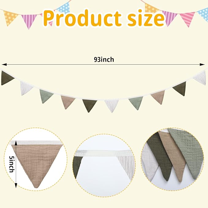 Oudain 2 Pcs Pennant Banner Flags Nursery Garland Triangle Bunting Flags - Image 2