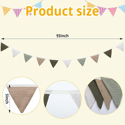 Oudain 2 Pcs Pennant Banner Flags Nursery Garland Triangle Bunting Flags - Image 2