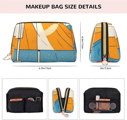 Nautical Elements Leather Makeup Bag Cosmetic Pouch Portable Travel Toiletry - Image 4