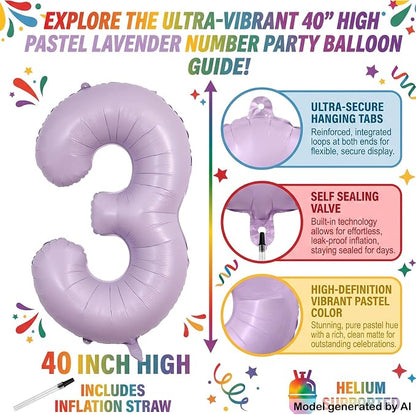 40" Pastel Purple Foil Number 13 Balloon - Image 2
