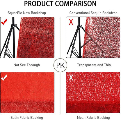 SquarePie 10x10ft Red Sequin Backdrop, High Density Non-Transparent Glitter - Image 6
