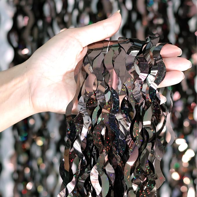 4Pcs Brown Metallic Wavy Tinsel Curtains by CYLMFC