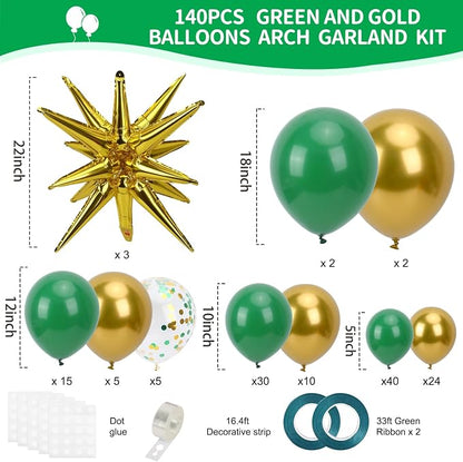 RUBFAC 2026 Graduation Decorations Green and Gold Balloon Garland Arch Kit - Image 2