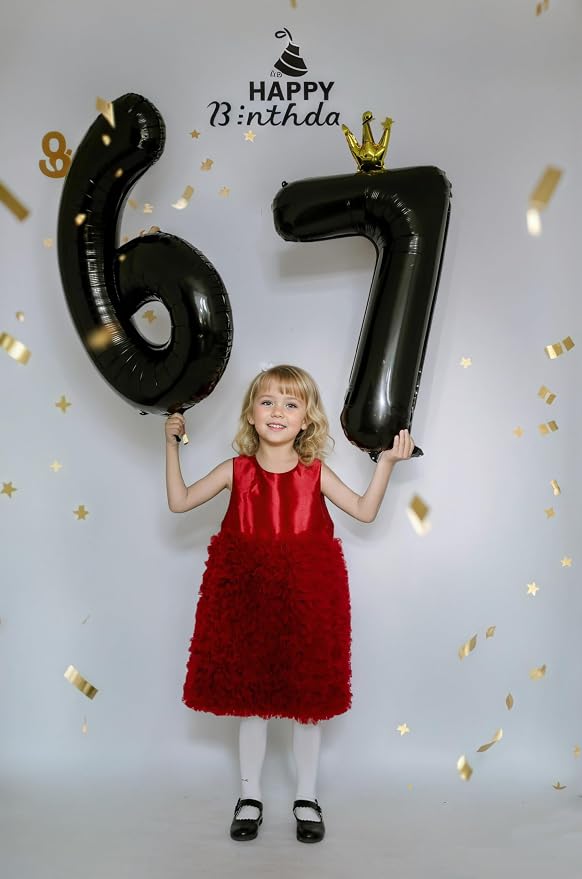 Black Number 4 Balloon with Crown, 40 inch Black Number Balloon 4th Birthday - Image 7