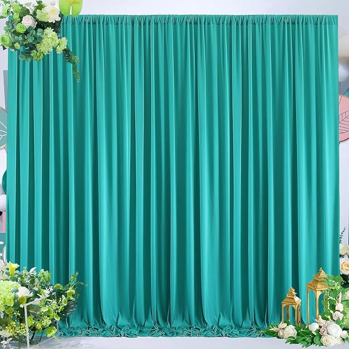 30 ft x 10 ft Wrinkle Free Turquoise Backdrop Curtains - Image 4