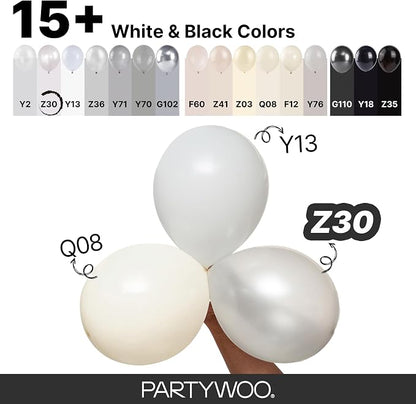 PartyWoo Pearl White Balloons 128pcs Different Sizes Pack of 18 12 10 5 Inch - Image 4