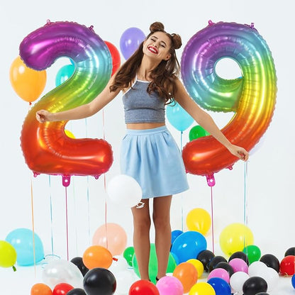 Rainbow Number 9 Balloon 40 Inch, Big Large Foil Mylar Balloon, Gradient - Image 5