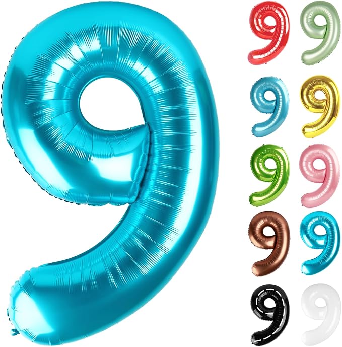 Light Blue Number 9 Balloon 40 Inch by IWERP