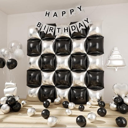 Black and Silver Balloons Wall Tunnel Backdrop Double Sided Chrome Silver - Image 7