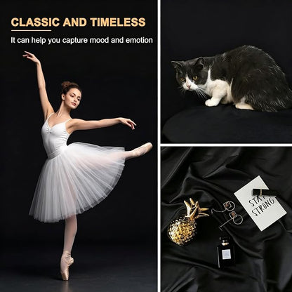 10x7 FT Black Backdrop for Photography, Polyester Fabric Background | Pure - Image 3