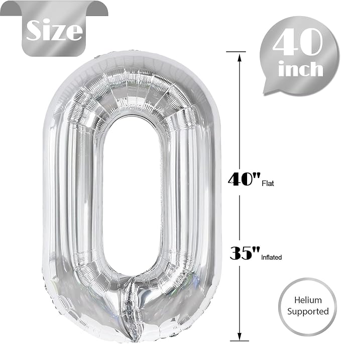 Sliver Number 0 Balloon 40 Inch - Image 5