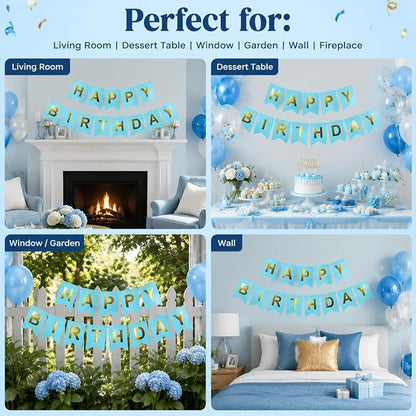 Blue Happy Birthday Banner Sign - Image 4
