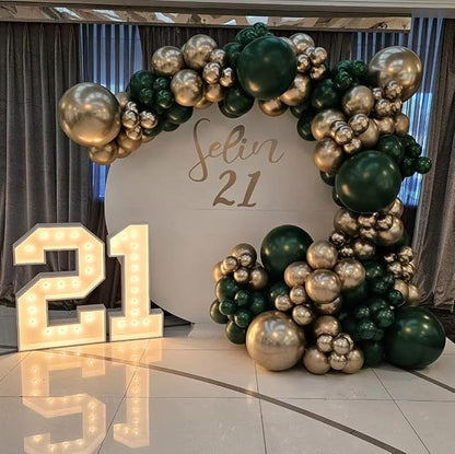 201Pcs Green and Gold Balloon Arch Kit, Explosion Star Emerald Dark Green - Image 6