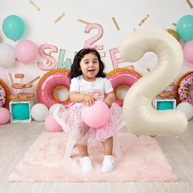 40 inch Cream White Number Balloon Giant Foil Helium Balloons Beige Number 9 - Image 6
