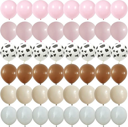 Cowgirl Balloons, 12 Inch Light Pink Brown Sand and Cow Print Balloon - Image 8