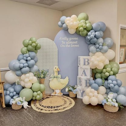 Sage Green and Blue Balloons, Baby Boy Shower Balloons - Image 3