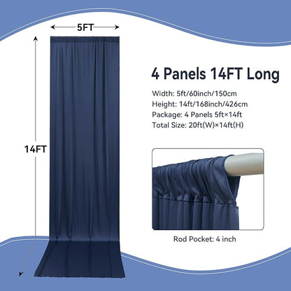 20×14ft Wrinkle Free Navy Blue Backdrop Curtain - Image 4