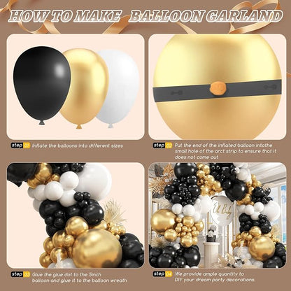 412Pcs Black and Gold Balloons, 18 12 10 5 Inch Different Size Black White - Image 3