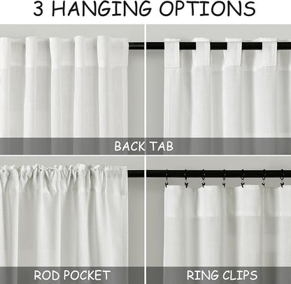 Ivory Linen Back Tab Curtains 94 Inch Length - Image 3