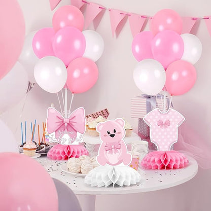 6 Set Pink Baby Shower Decorations Pink Balloon Centerpiece - Image 2