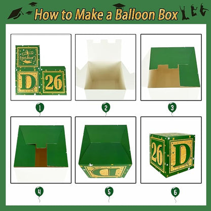 Graduation Decorations Class of 2026 Decorations Green and Gold | Balloon Boxes - Image 4