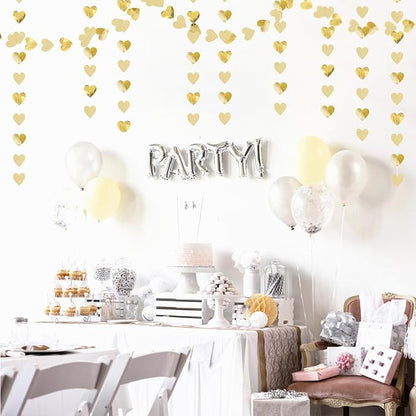 Glitter Champagne-Gold Engagement Party-Decorations Heart-Garland - 52ft - Image 4