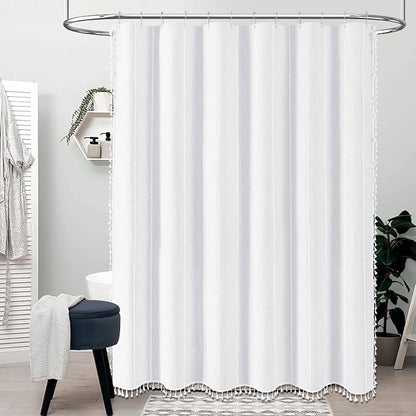 48 x 72 Boho Famrhouse Linen Heavy Duty Cloth Shower Curtain, 330GSM Linen Blend - Image 6