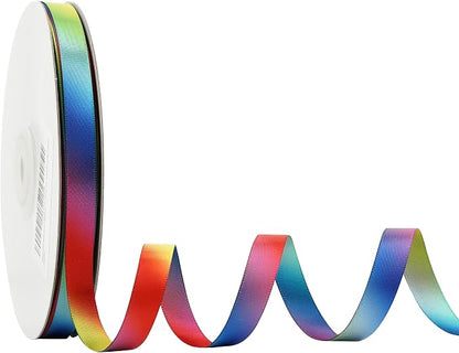 Rainbow Ribbon Rainbow Thin Satin Ribbon 3/8 inch Colored Ribbons - Image 2