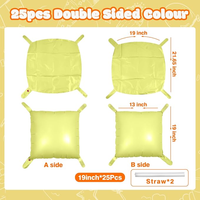 NISOCY 25PCS Pastel Yellow Square Foil Balloons Wall Backdrop | Double Sided - Image 2
