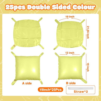 NISOCY 25PCS Pastel Yellow Square Foil Balloons Wall Backdrop | Double Sided - Image 2